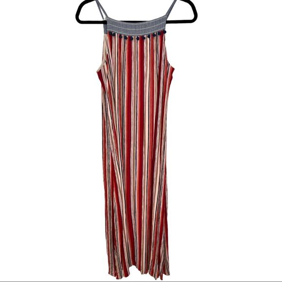 THML Embroidered Striped Maxi Dress Sz M - Picture 13 of 15